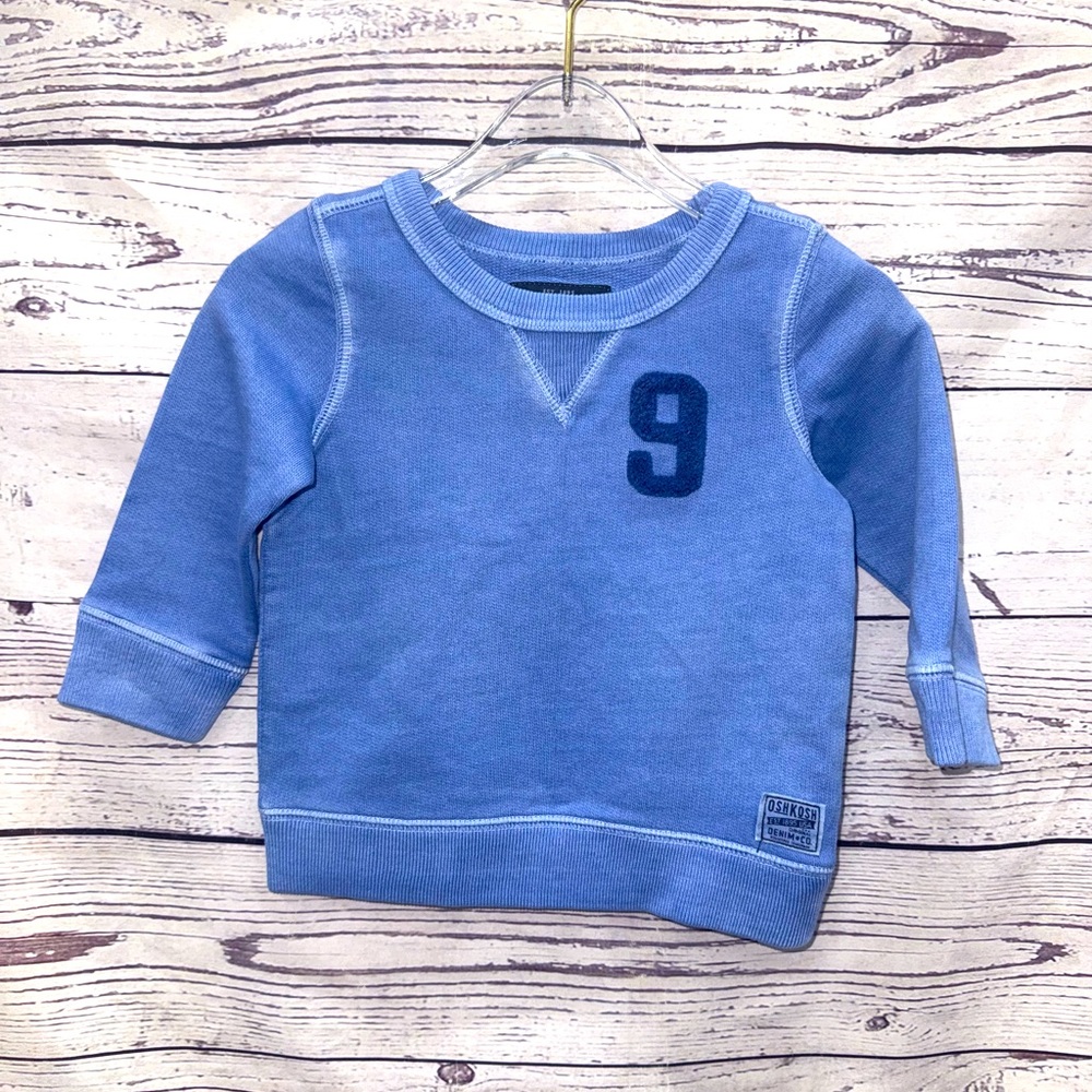 OshKosh B'gosh Blue Sweatshirt with Sporty Number 9 Size 6-9 Months